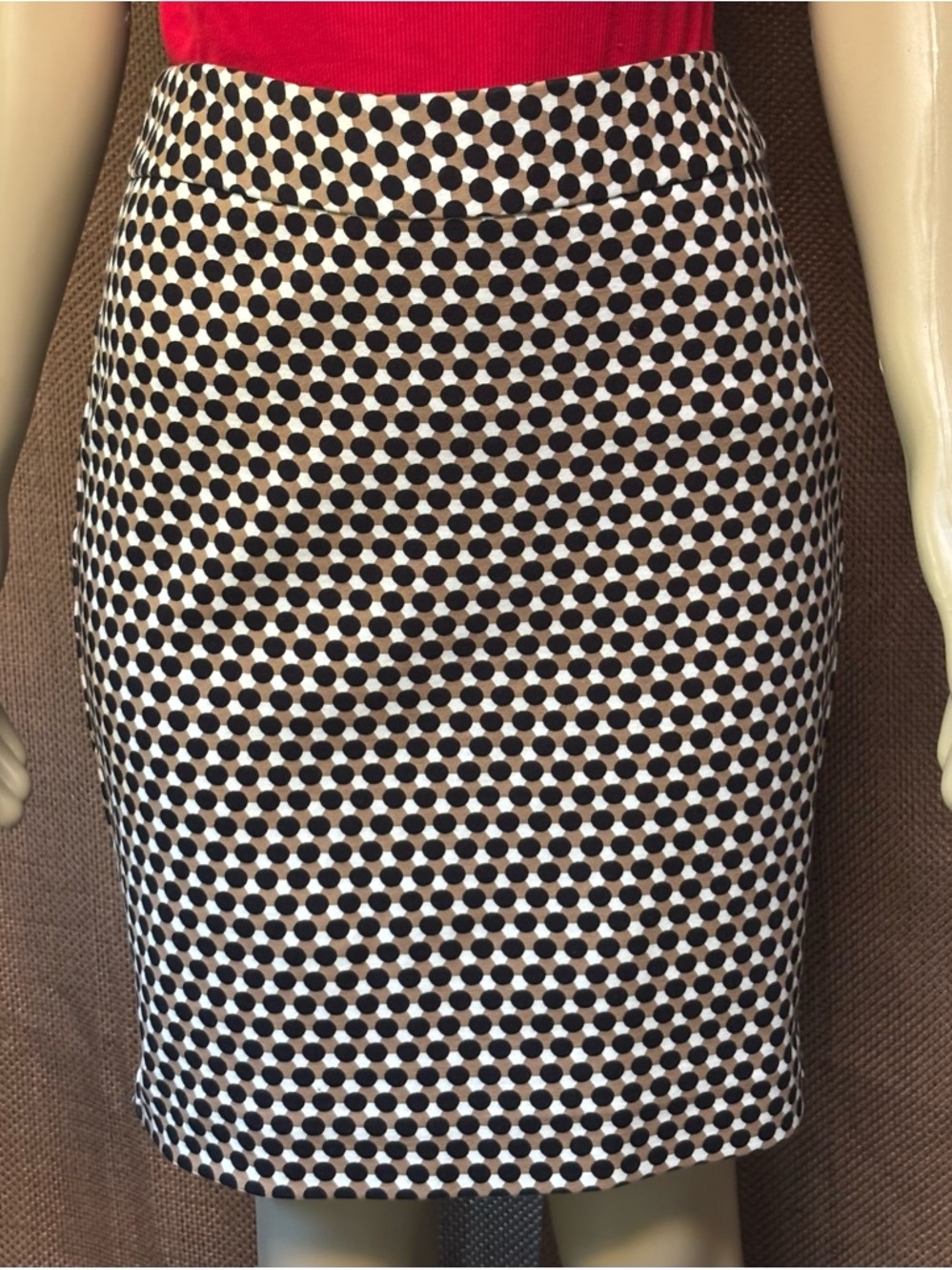 Ann Taylor Neutral Polka Dot Pencil Skirt